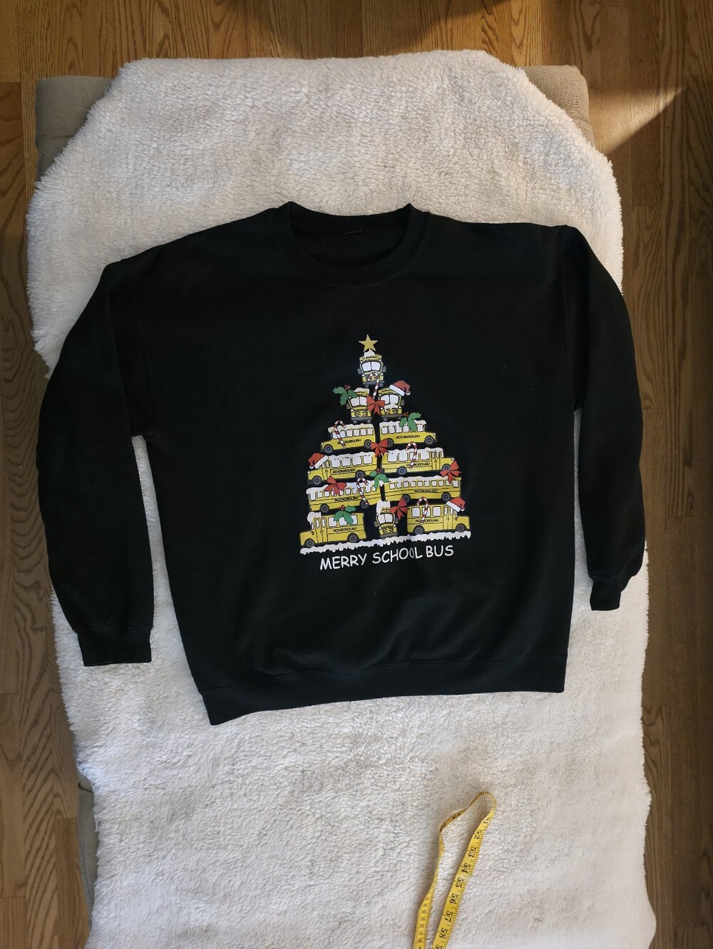 Roxborough Bus Lines Christmas Tree Crewneck Sweatshirt Black Mens L
School Bus